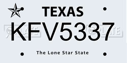 KFV5337 Texas License Plate