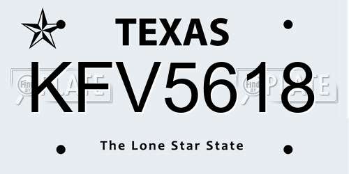 KFV5618 Texas License Plate