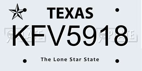 KFV5918 Texas License Plate