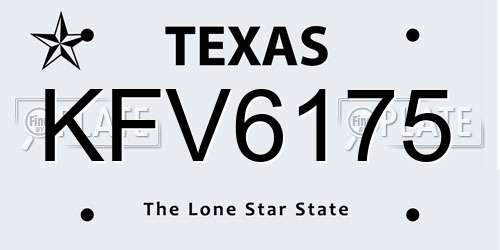 KFV6175 Texas License Plate