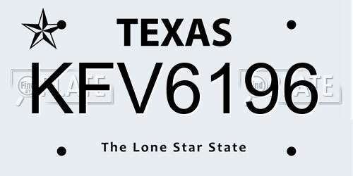 KFV6196 Texas License Plate