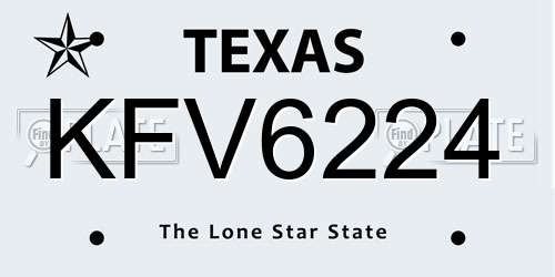 KFV6224 Texas License Plate