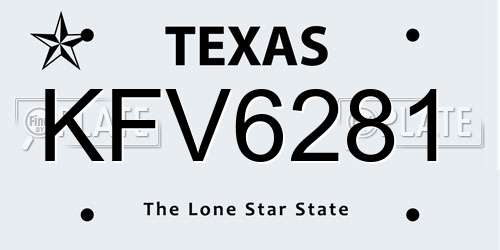 KFV6281 Texas License Plate