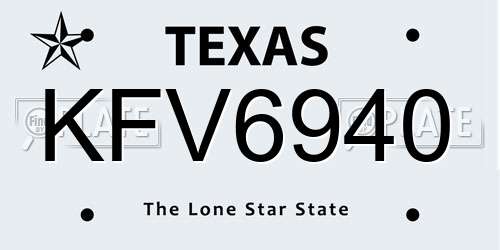 KFV6940 Texas License Plate