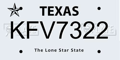 KFV7322 Texas License Plate