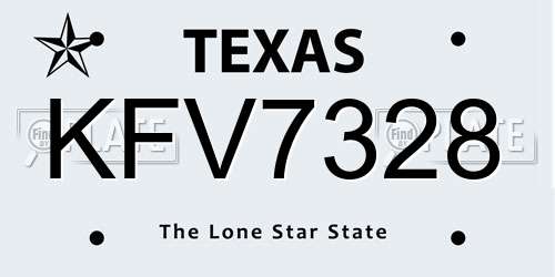 KFV7328 Texas License Plate