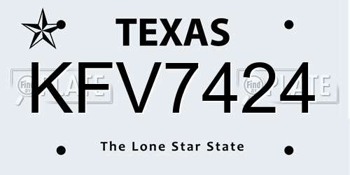 KFV7424 Texas License Plate