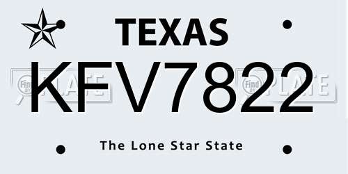 KFV7822 Texas License Plate