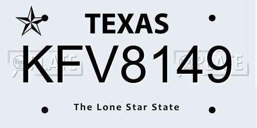 KFV8149 Texas License Plate