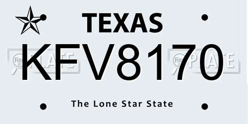 KFV8170 Texas License Plate