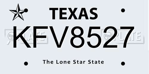 KFV8527 Texas License Plate