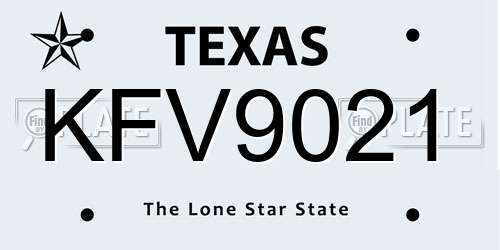 KFV9021 Texas License Plate