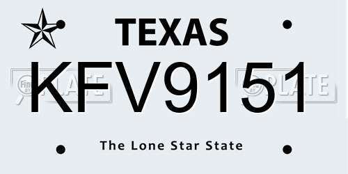 KFV9151 Texas License Plate