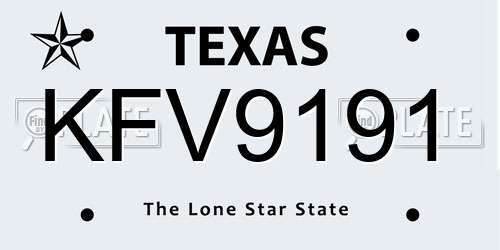 KFV9191 Texas License Plate