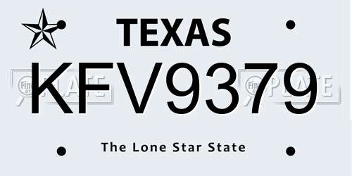 KFV9379 Texas License Plate