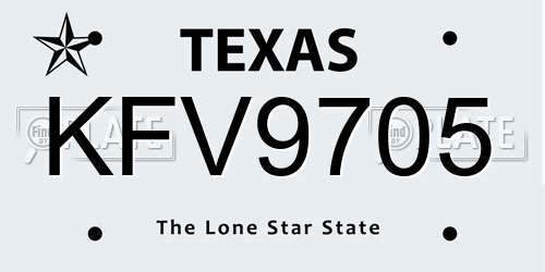 KFV9705 Texas License Plate