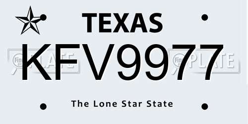 KFV9977 Texas License Plate