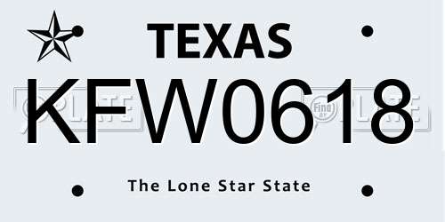 KFW0618 Texas License Plate