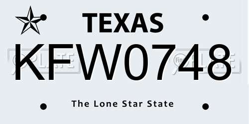 KFW0748 Texas License Plate
