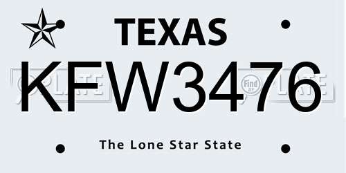 KFW3476 Texas License Plate