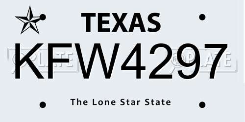KFW4297 Texas License Plate