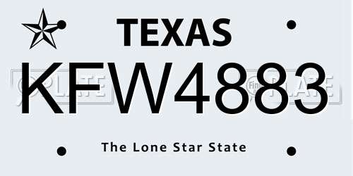 KFW4883 Texas License Plate