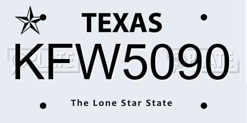 KFW5090 Texas License Plate