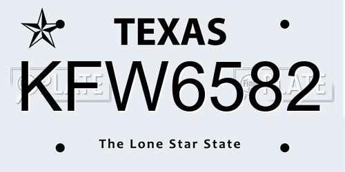 KFW6582 Texas License Plate