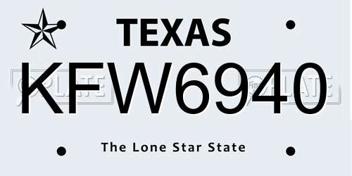 KFW6940 Texas License Plate