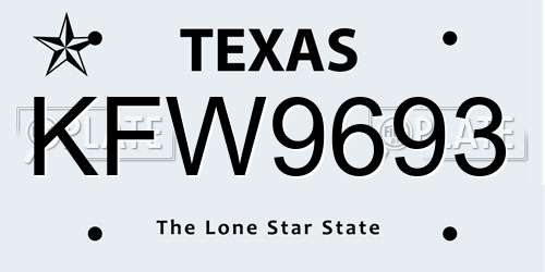 KFW9693 Texas License Plate
