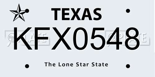 KFX0548 Texas License Plate