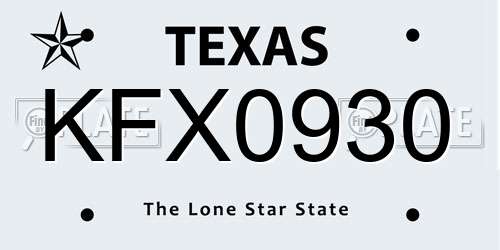 KFX0930 Texas License Plate