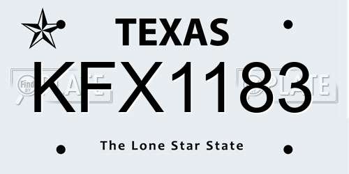 KFX1183 Texas License Plate