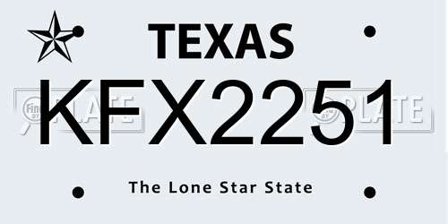 KFX2251 Texas License Plate