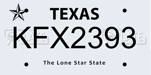 KFX2393 Texas License Plate