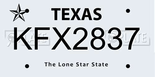 KFX2837 Texas License Plate
