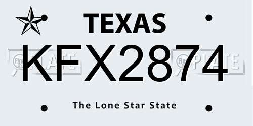 KFX2874 Texas License Plate