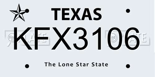 KFX3106 Texas License Plate