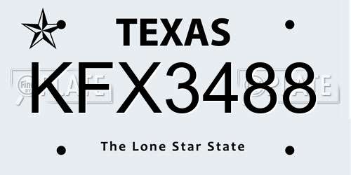 KFX3488 Texas License Plate
