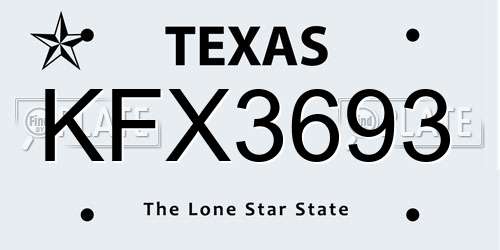 KFX3693 Texas License Plate