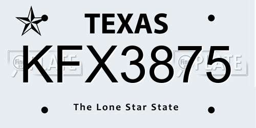 KFX3875 Texas License Plate