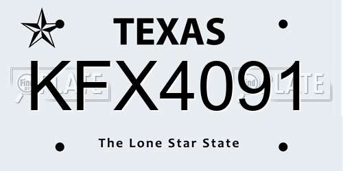 KFX4091 Texas License Plate