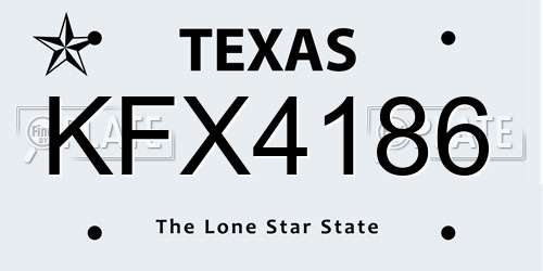 KFX4186 Texas License Plate