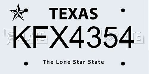 KFX4354 Texas License Plate