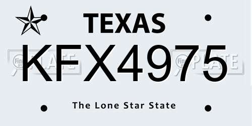 KFX4975 Texas License Plate
