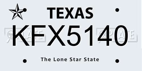 KFX5140 Texas License Plate