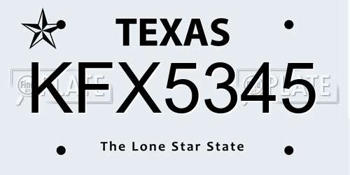 KFX5345 Texas License Plate
