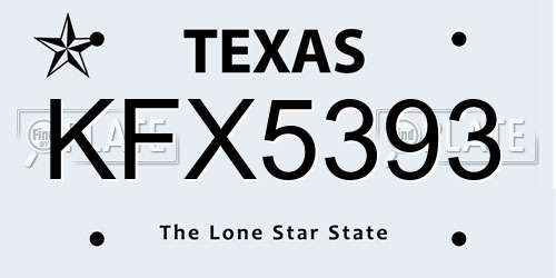 KFX5393 Texas License Plate