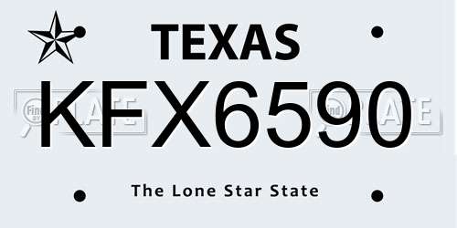 KFX6590 Texas License Plate