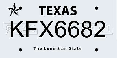 KFX6682 Texas License Plate